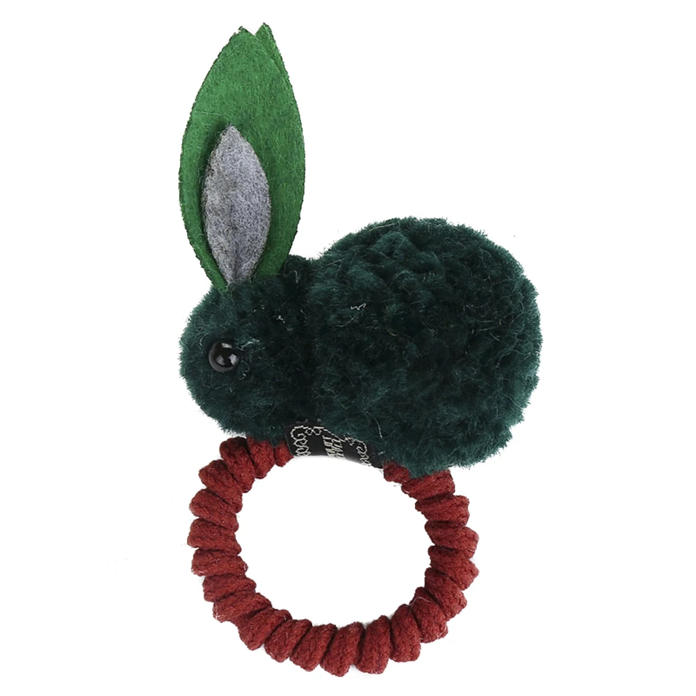 dark green 1 шт. повязка для волос конский хвост петля держатель эластичный плюшевый кролик для детей девочек MSI-19 - Цвет: dark green