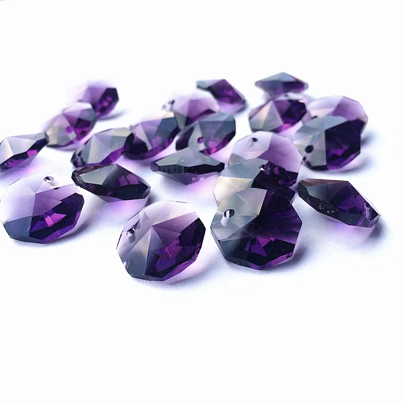 14mm Violet Octagonal Bead Curtain DIY Material Window Car Decorate Accessories Chandelier Crystal Prisms Hanging Pendant Parts | Лампы и