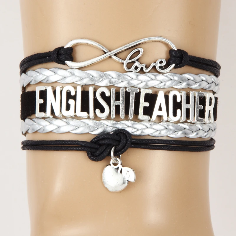 Бесконечность любовь язык/английский/Математика учительницы плетеный браслет и