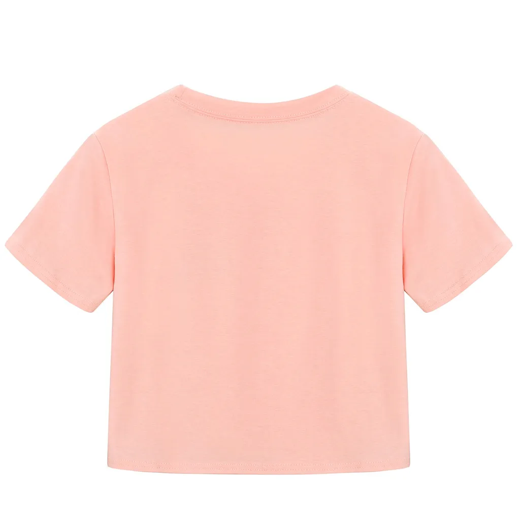 Для женщин повседневный с буквенной надписью короткий рукав топ футболка со