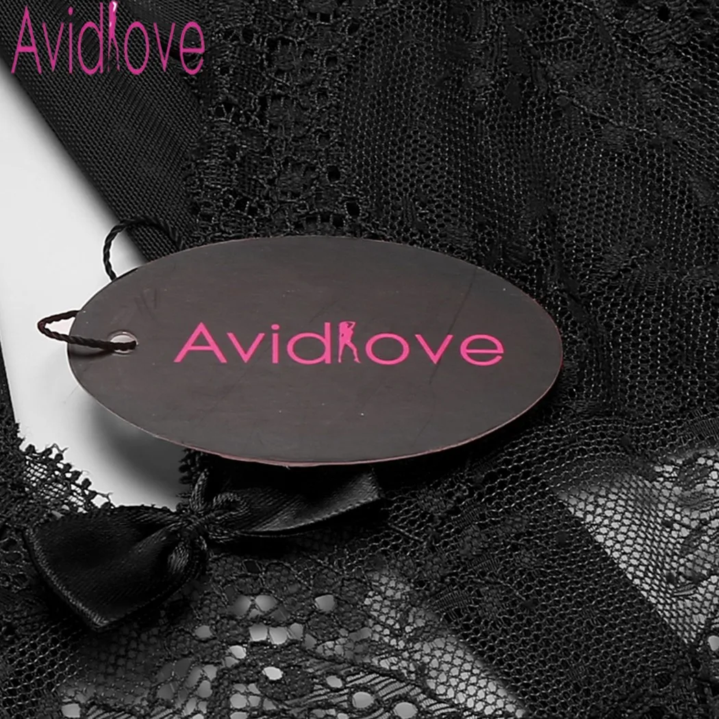 Avidlove, новинка, женское сексуальное белье, кружевное, без рукавов, сексуальное нижнее белье размера плюс, ночная рубашка с v-образным вырезом, однотонная мини-ночная сорочка