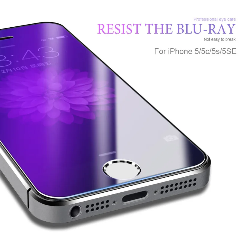 Фото Закаленное стекло для iPhone 5S 5 SE, защита экрана 9H, защитная пленка с защитой от синего света, стекло для iPhone 6, 6s, 7, 8 Plus, X, XS, Max, XR №1