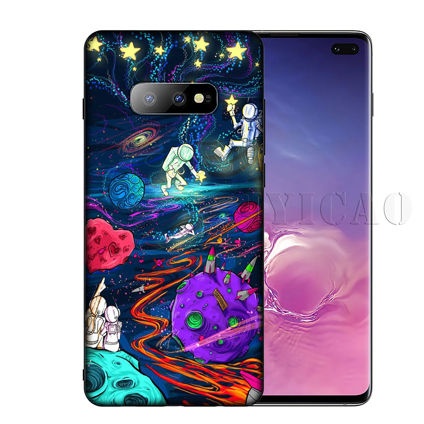 Trippy wall art Alien astronaut Soft Silicone Phone Case for Samsung Galaxy S20 Ultra S10 Lite S9 S8 Plus S6 S7 Edge S10e |