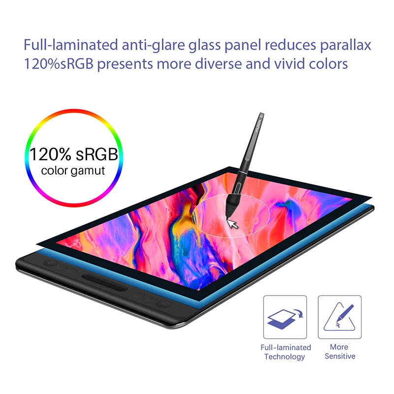 KAMVAS Pro 12 11,6-дюймовый цифровой графический планшет, Пассивный дисплей с ручкой, монитор для рисования с функцией наклона, сенсорная панель-Huion GT-116