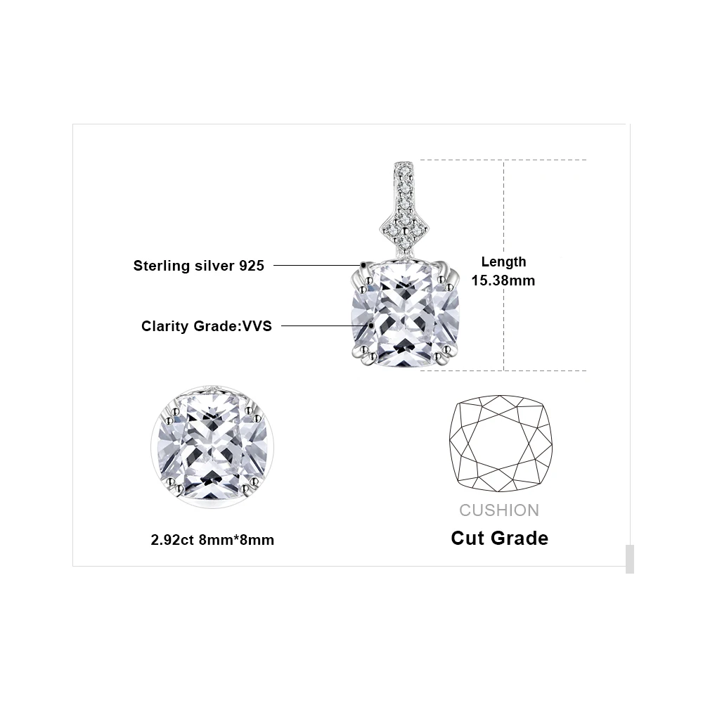 Jewelrypalace Винтаж 3ct Подушка вырезать кубического циркония женский кулон Мода 925