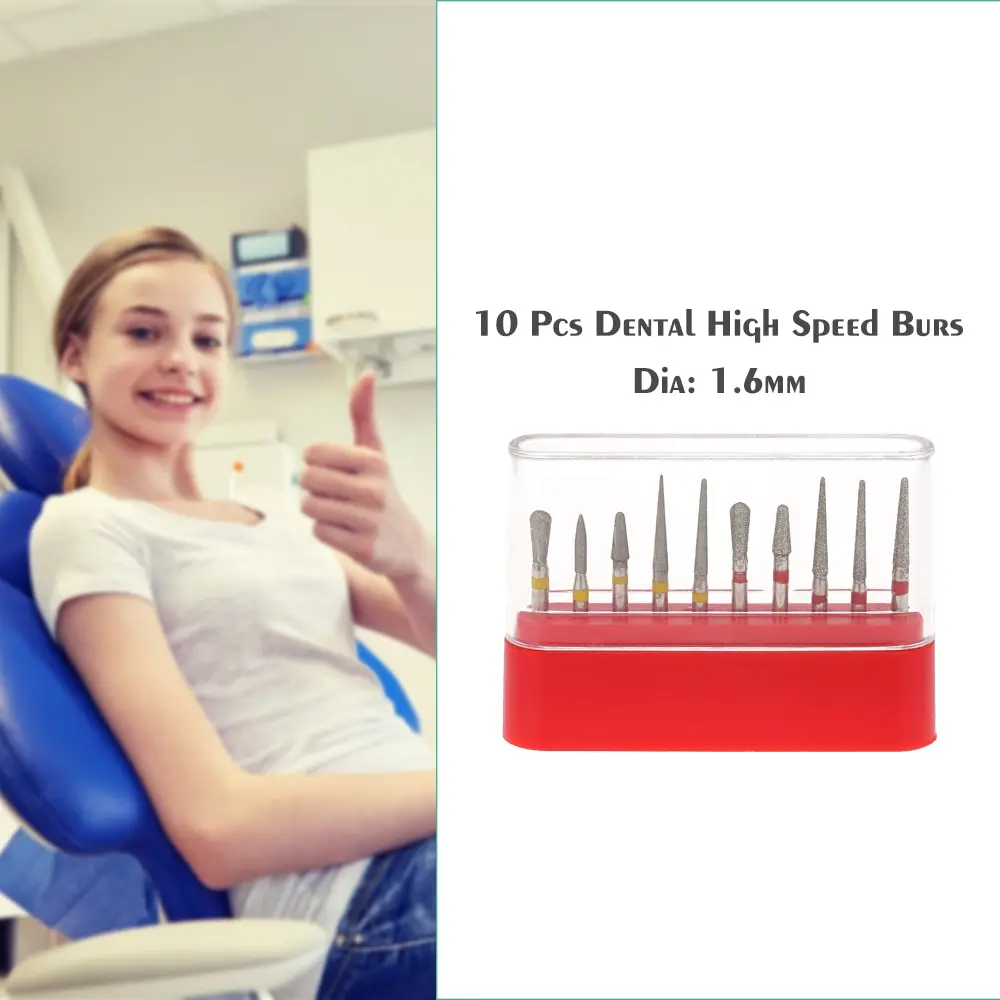 10 Pcs Dental Diamond Drill Bits High Speed Burs Set Teeth Polishing Tooth Preparation Bur Equipment Whitening | Красота и здоровье