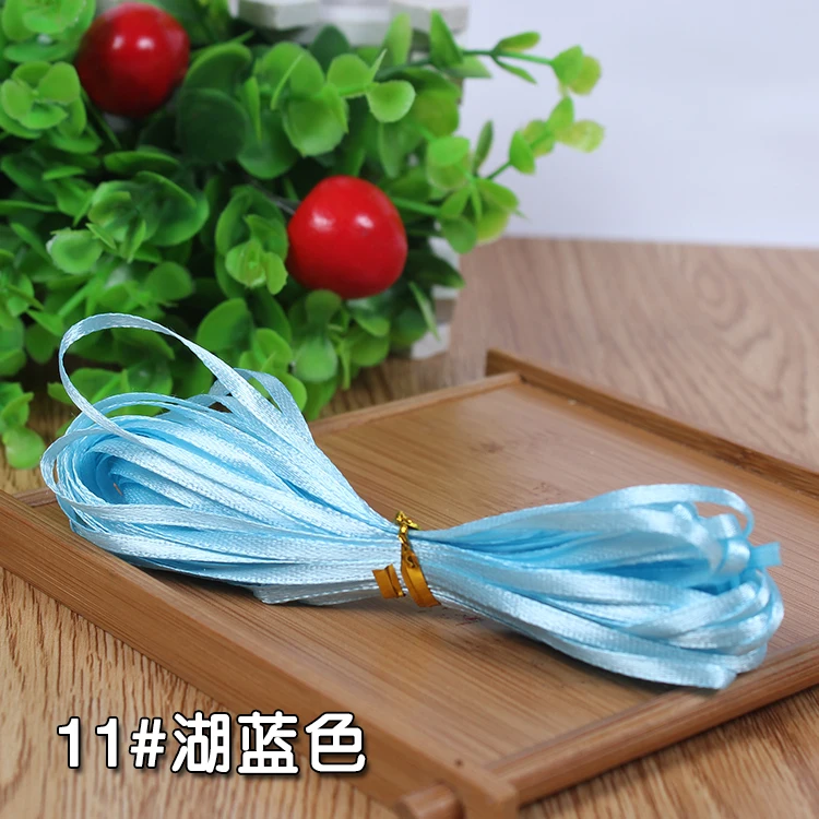 Lake blue 10 м/лот) 1/" 3 мм разные цвета атласные ленты для упаковки одежды DIY отделка ленточка Аксессуары Подарочные рождественские ленты - Цвет: Lake blue