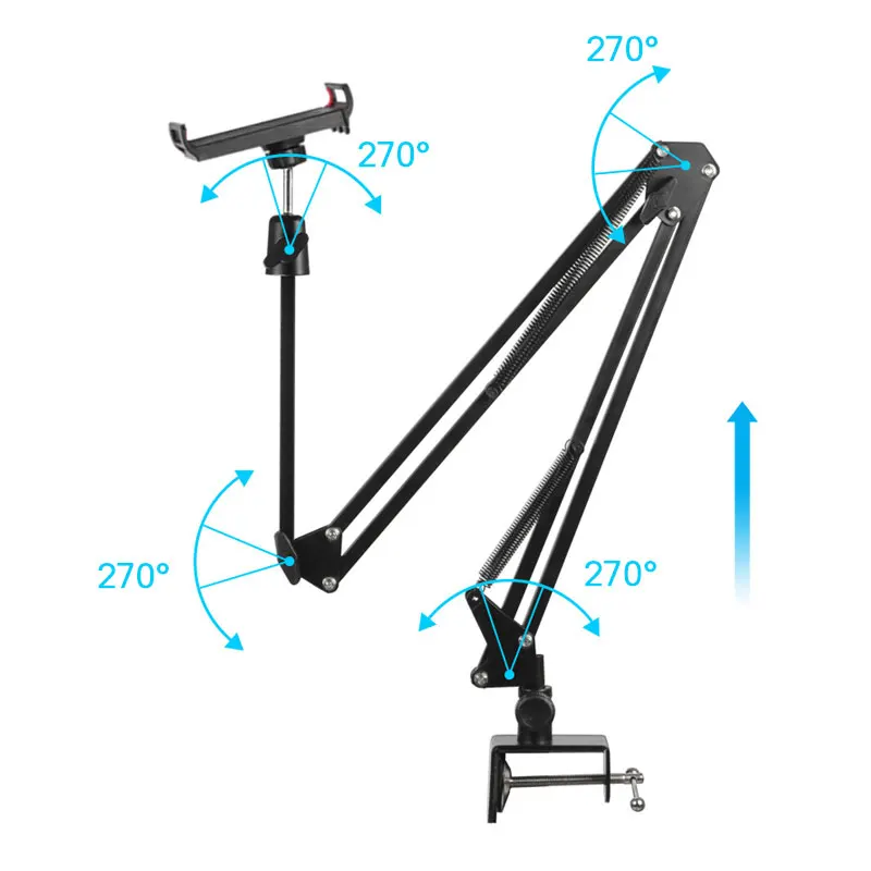 360 adjustable bed tablet stand for 3 5 to 10 6 inch mobile phones tablets lazy arm bed desk tablet mount support for ipad mini free global shipping