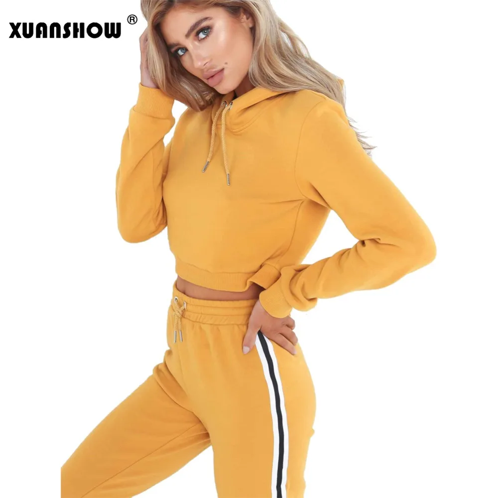Женский спортивный костюм XUANSHOW комплект из двух предметов: Короткая Толстовка с