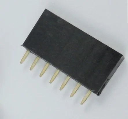 

200pcs 1x7P 7 Pin 2.54 Pin Header Female Single row Straight Through Hole gold plated Insulator height 8.50mm Rohs