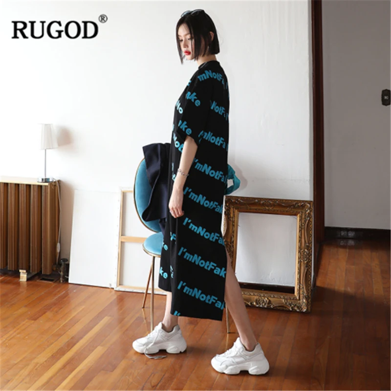 Женское прямое платье RUGOD повседневное свободное в Корейском стиле с круглым