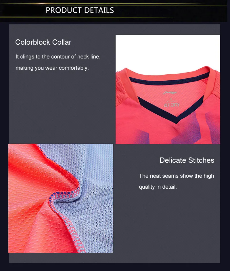 Li-Ning Женская футболка для бадминтона, дышащая, сухая, бесшовные комфортные, с подкладкой, для соревнований, спортивные футболки, топы, футболка AAYN078 WTS1435