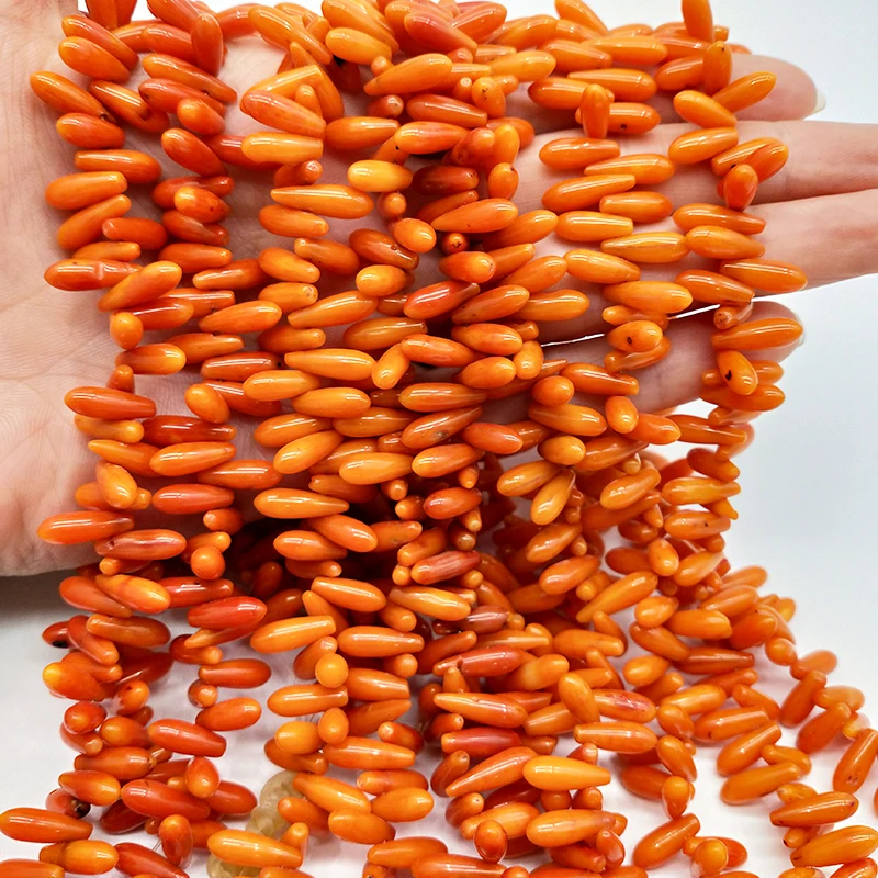 Shuangsheng 4*12mm Drop Orange Coral Beads Scattered beads For DIY Jewelry Necklace&ampbracelet Making 40cm | Украшения и