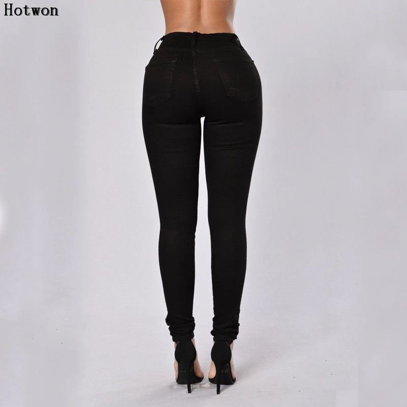 Новинка 2017 Модные осенние стильные женские джинсы рваные черные белые штаны