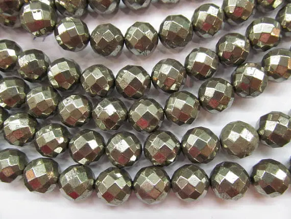 2-14mm 16inch high quality genuine pyrite beads round ball faceted charm jewelry bead | Украшения и аксессуары