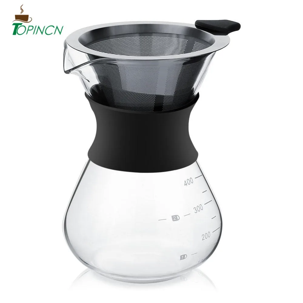 Эспрессо кофе Moka горшок ручной капельная Кофеварка стеклянный горшок с фильтром из нержавеющей стали домашняя кофейная посуда