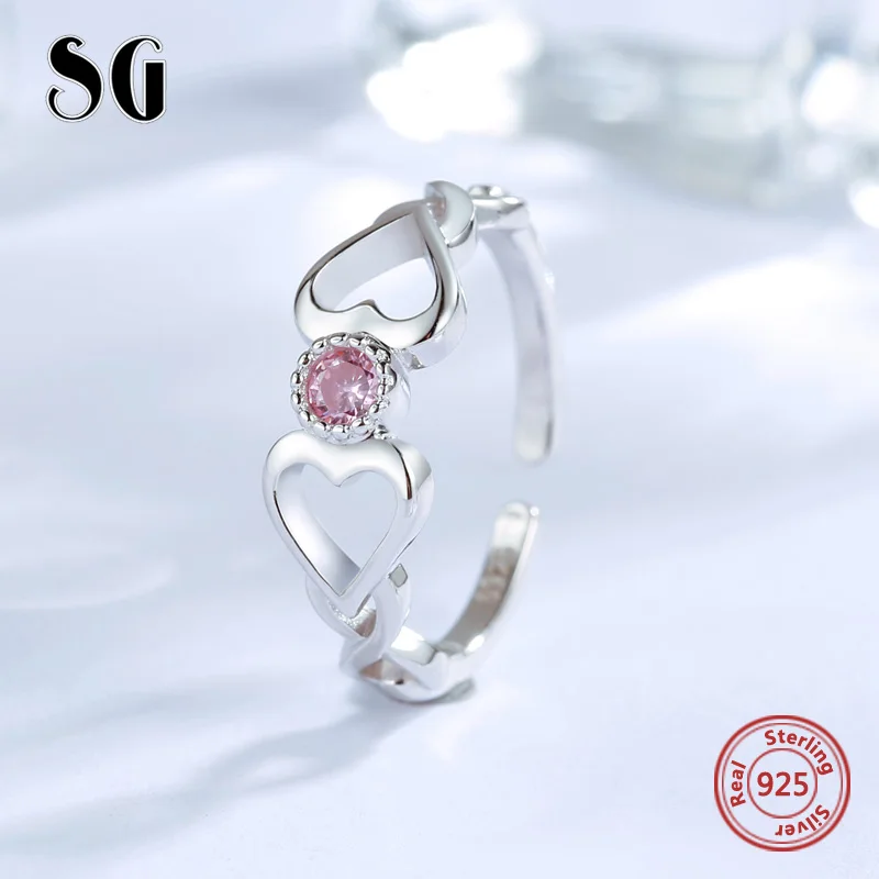 SG 925 пробы, серебряные кольца с надписью love always, с 2 сердечками и фиолетовое кольцо из циркона, модные свадебные украшения для женщин, подарки