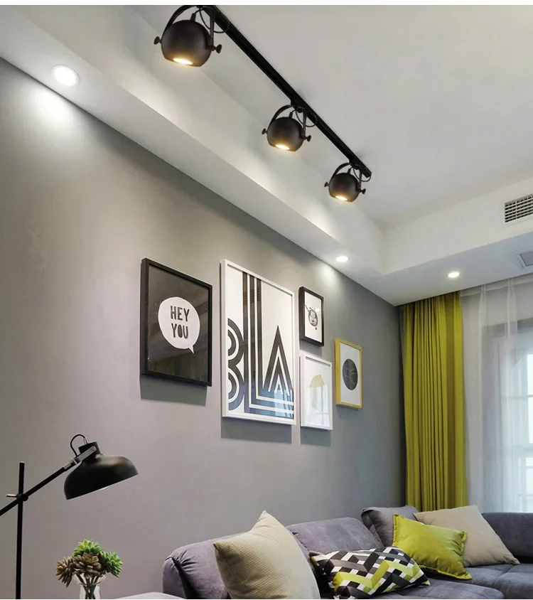 led track light loft industry clothing store setting wall round with the long pole guide shoot | Освещение