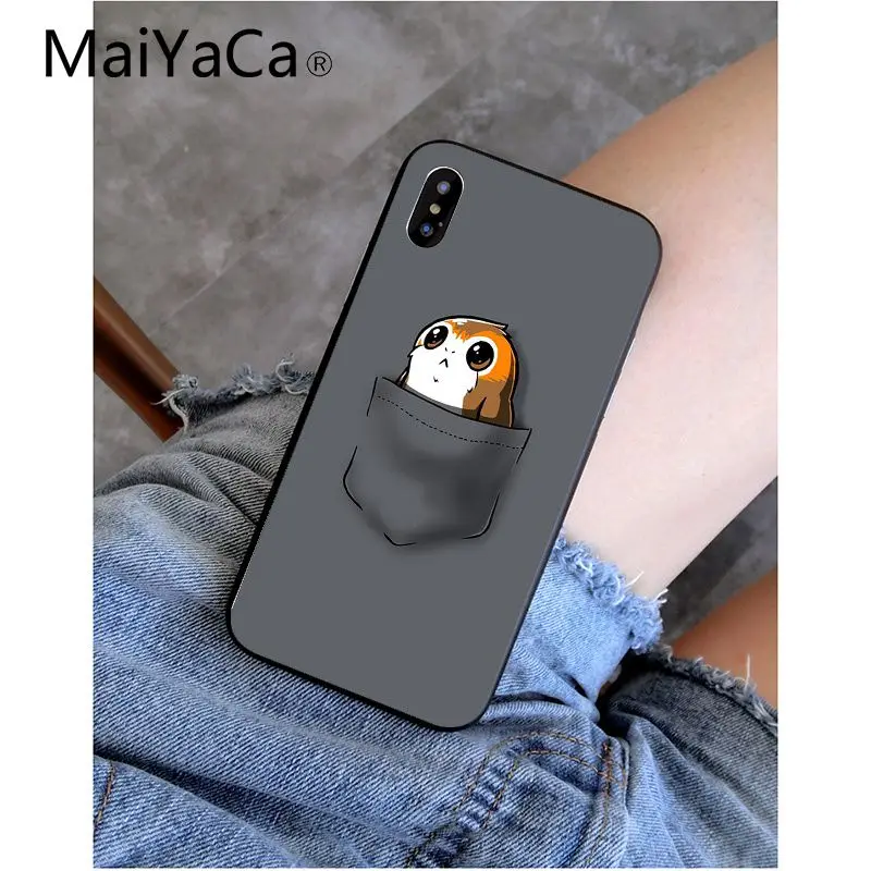 A15 MaiYaCa Звездные войны последний джедай Porgs черный ТПУ Мягкий силиконовый чехол для телефона iPhone X XS MAX 6 6s 7 плюс 8 плюс 5 5S SE XR - Цвет: A15