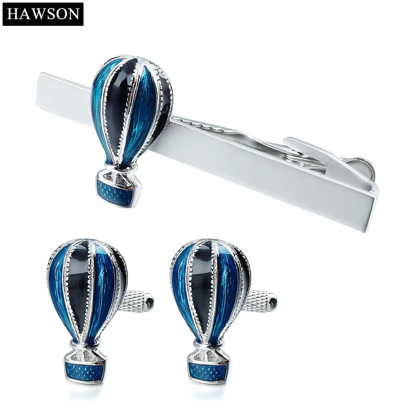

HAWSON Jewelry Personalize Design Balloon Man Shirt Cuff Links and Tie Bar Clips Set for Party Colorful Enamel Mens Cufflinks