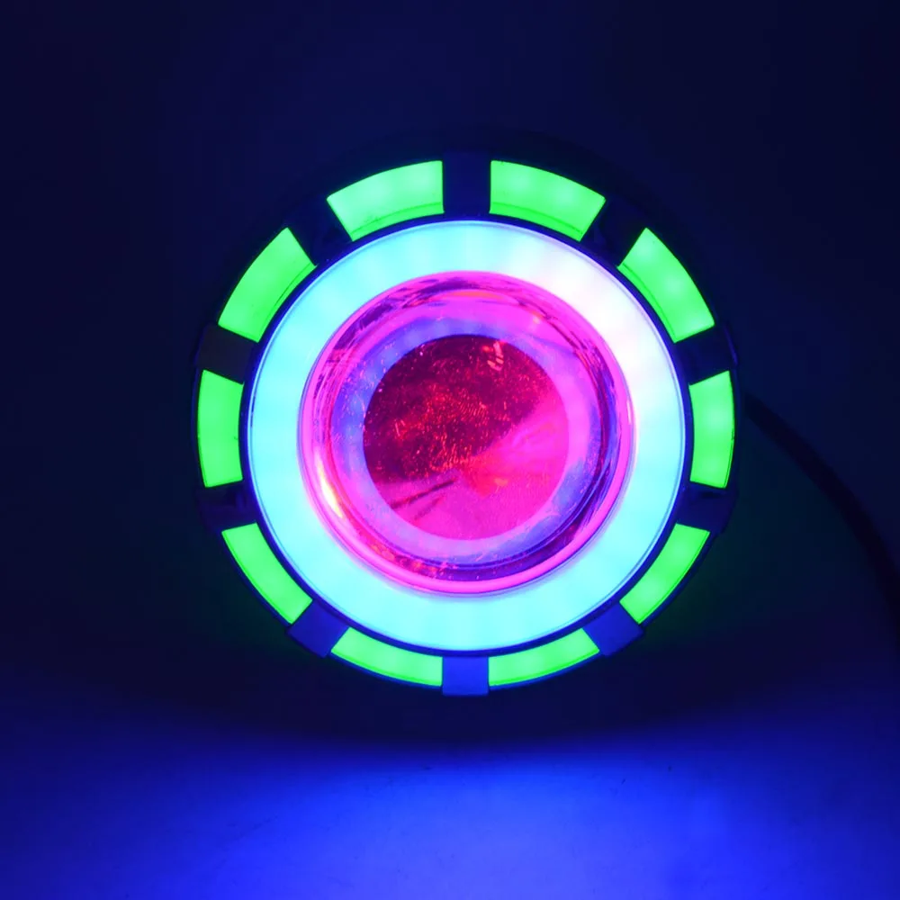 Автомобильный двойной светодиодный COB объектив для фар Angel Eyes H1 Bi Xenon мини
