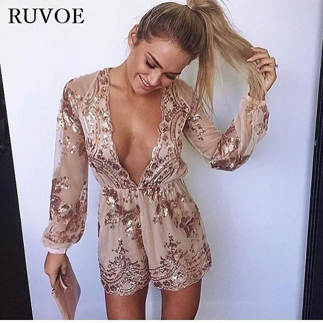 Осенний элегантный комбинезон с вышивкой золотыми блестками прозрачный