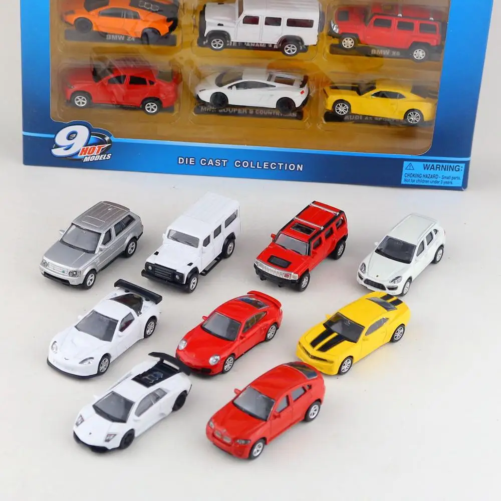 /1: 64 весы/Литье под давлением модель/9 шт. Audi Chevrolet Nissan Sport/оттяните назад автомобиль подарочный набор/Набор для обучения/детей