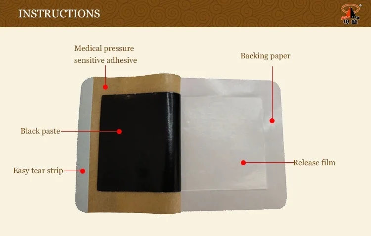 Китайский травяной патч Шаолинь традиционный черный пластырь заплата сброса