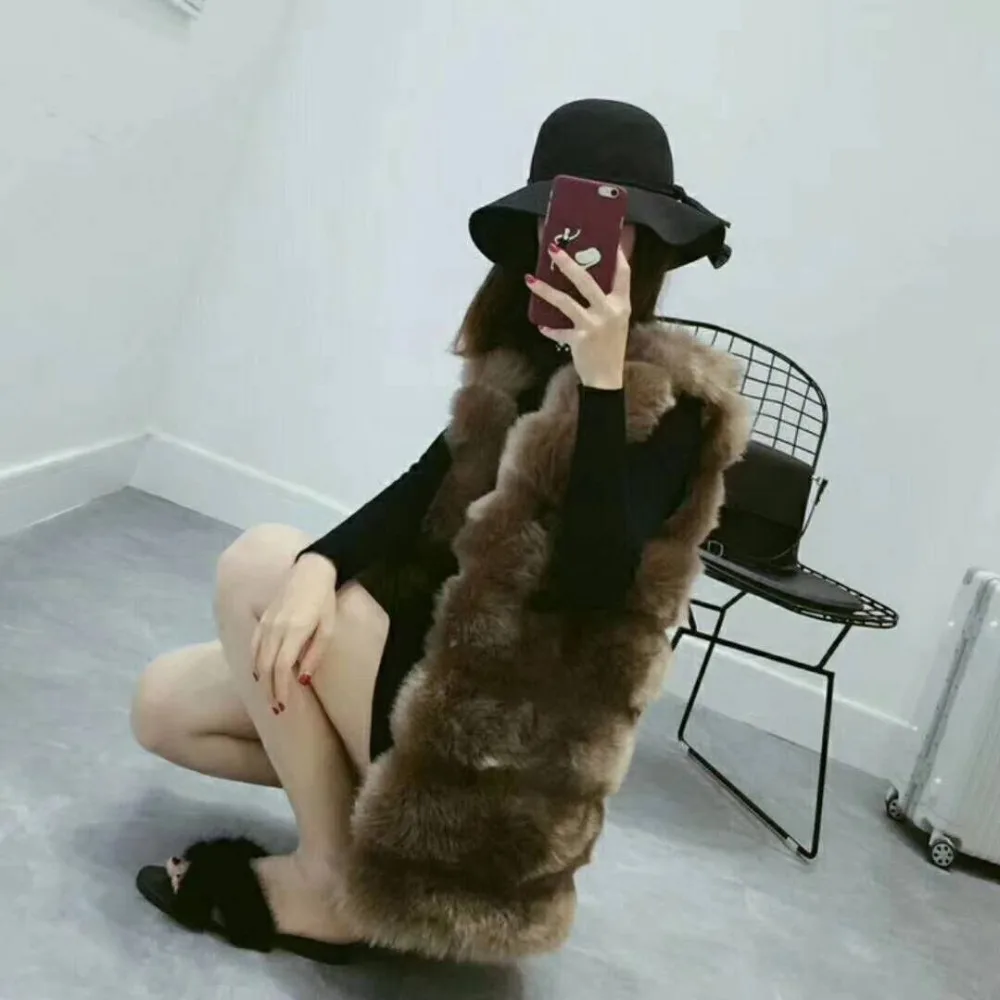 Теплое короткое пальто из искусственного меха для женщин зимний жилет меховое