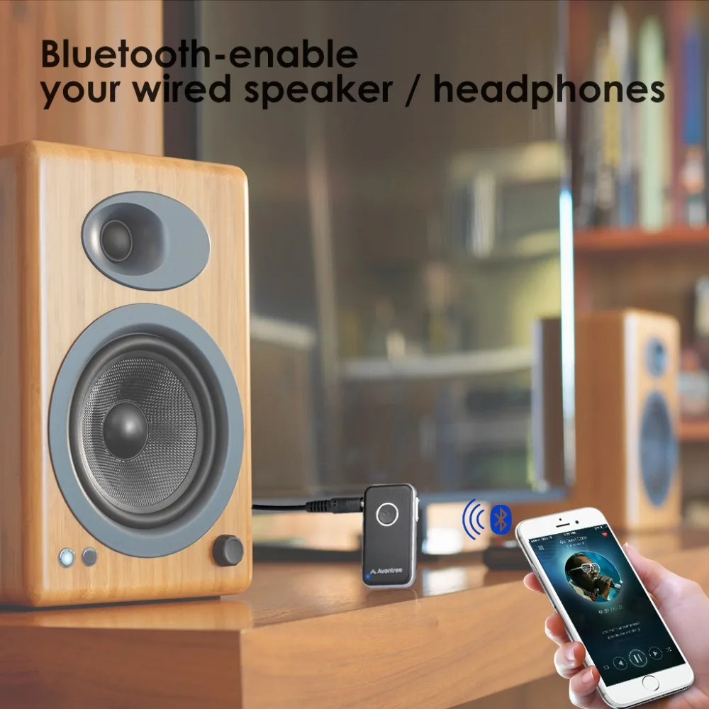 Avantree Bluetooth 4,1 приемник, Hands-free автомобильный комплект с микрофоном и потоковой музыкой, портативный беспроводной музыкальный адаптер для автомобиля дома