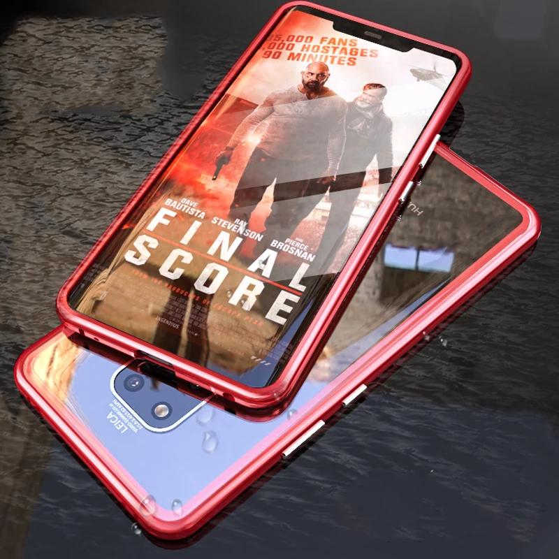 Magnetic Adsorption Case for Huawei P30 P20 Mate 20 Pro Transparent Glass Back Cover Metal Frame Bupmer Protective Coque |