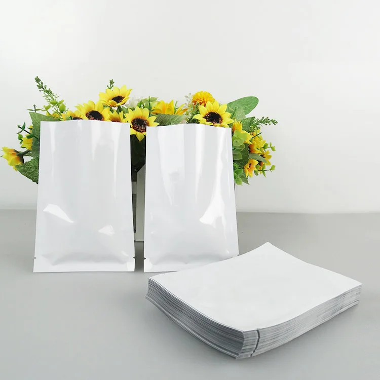 

12*18cm 100Pcs White Plating Heat Sealable Aluminum Foil Plastic Storage Bag, Top Open Aluminized Mylar Vacuum Pouch Food Pack