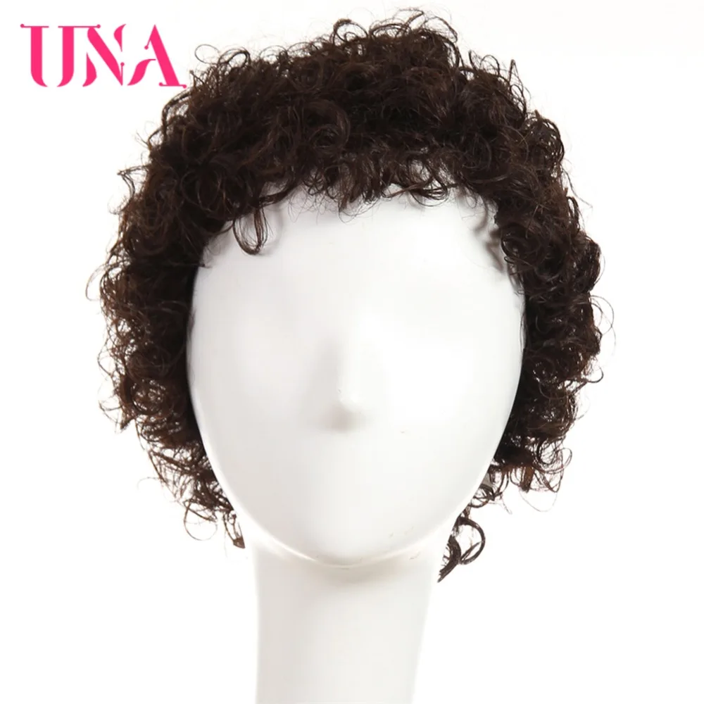 UNA Short Indian Human Hair Wigs Remy Hair Wigs 120% Density Short Jerry Curl Wigs Afro Wigs For Women Color 11 Colors Available