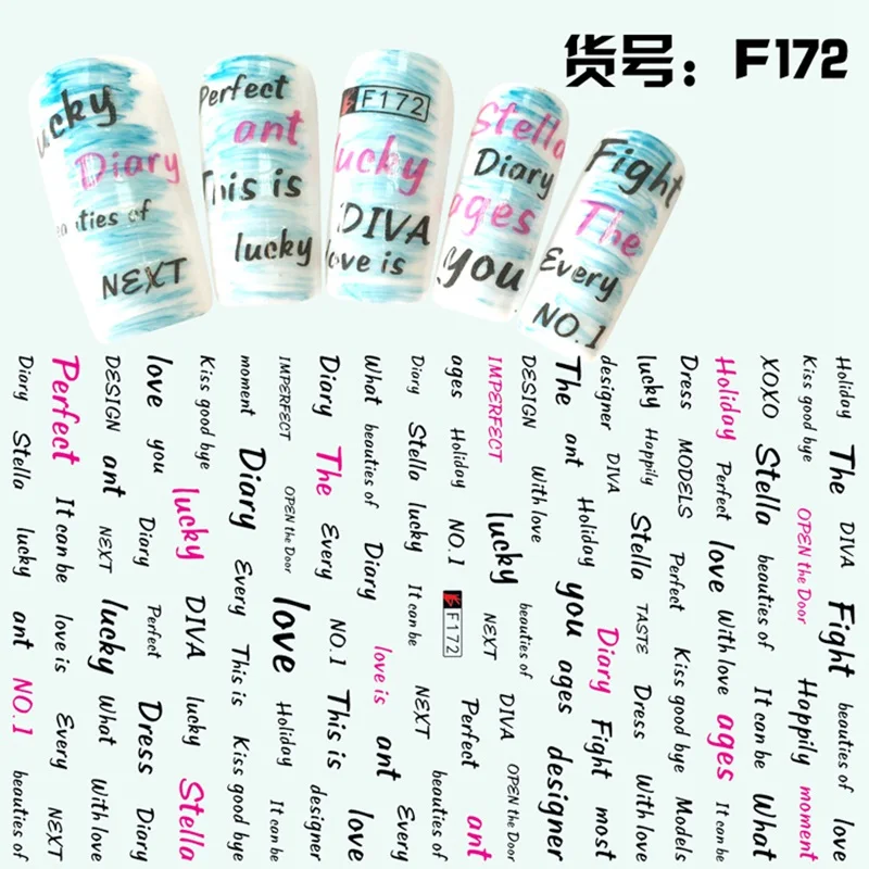 1 лист 3D наклейки для дизайна ногтей с надписью Love Bady Luck|nail art stickers|art stickersadhesive nail |