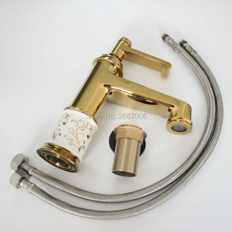 Бесплатная доставка акция золотистый смеситель для ванной комнаты латунный кран