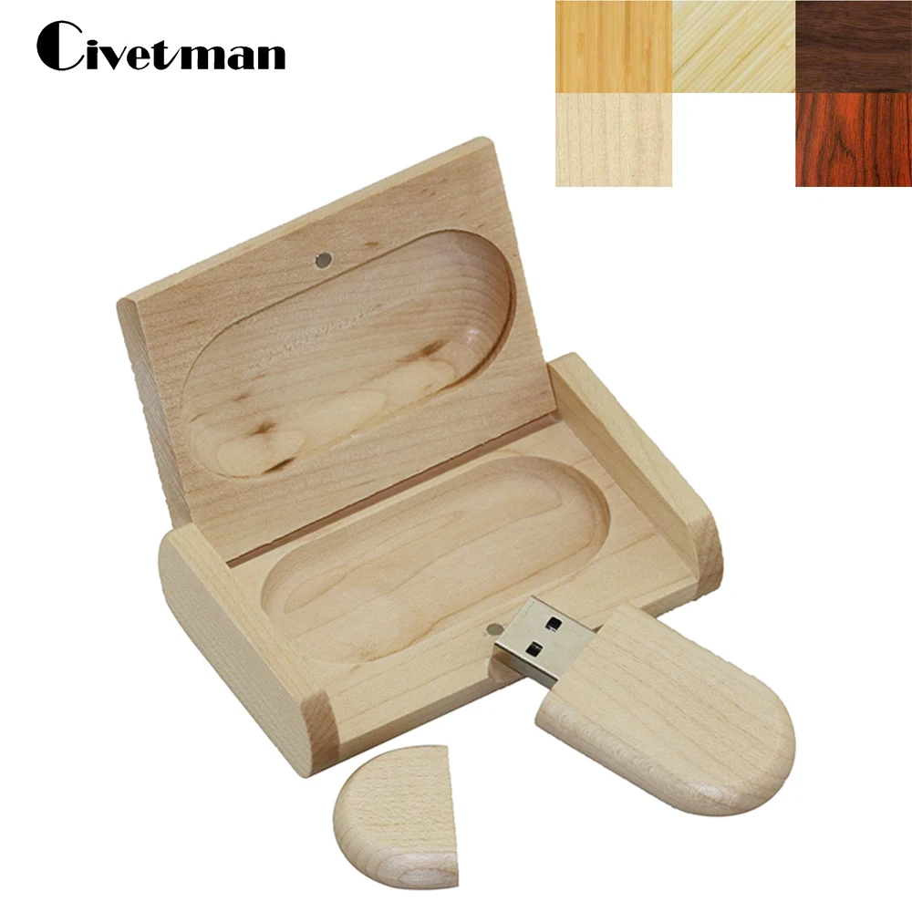 

USB Flash Drive 128GB Wooden With Box Pen Drive 8GB 16GB 32GB 64GB Usb-flash 256GB Bulk USB 2.0 Memory Stick Cle USB2.0 Pendrive