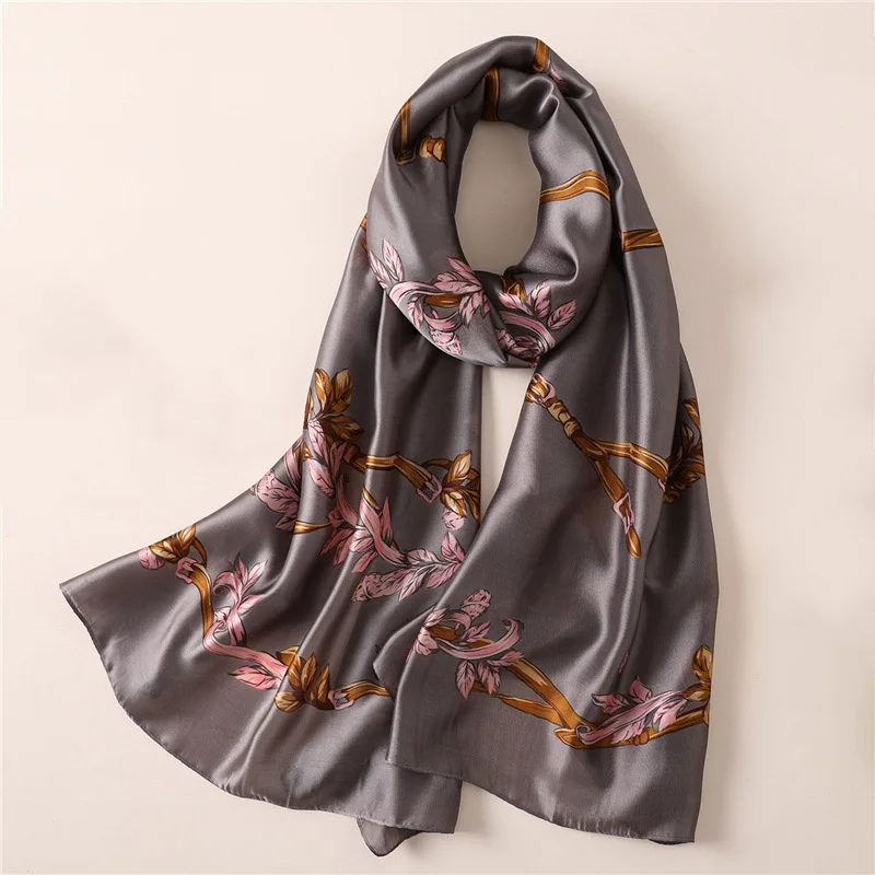 Длинные мягкие пляжные шаль foulard Soie sjaal женский шарф Шелковый шарф люксовый бренд ретро шарфы с цветочным принтом для женщин