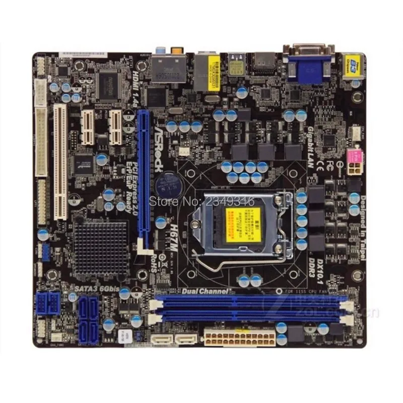 Для ASRock H67M оригинальная б/у настольная Материнская плата 1155 H67 Разъем LGA1155 DDR3 SATA2