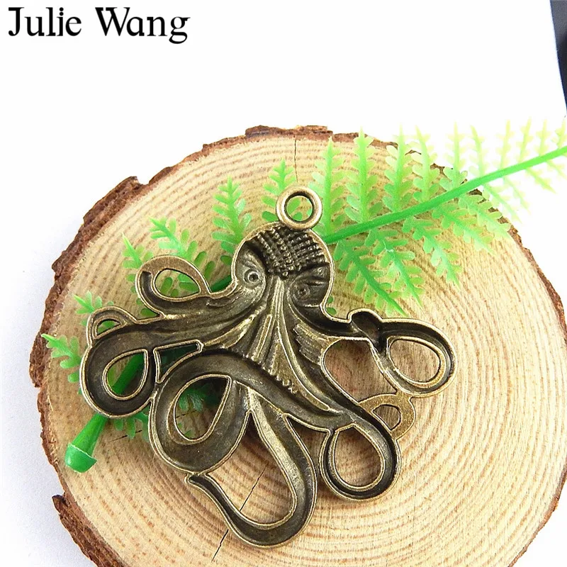 Julie Wang 3 шт. сплав античная бронза осьминог подвески ожерелье серьги фурнитура