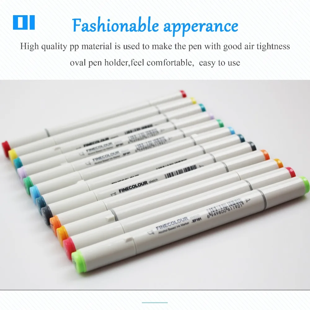 Finecolour EF101 160 цветов, чернила на спиртовой основе, каллиграфический маркер, двухсторонняя кисть, художественные маркеры для рисования, школьные принадлежности
