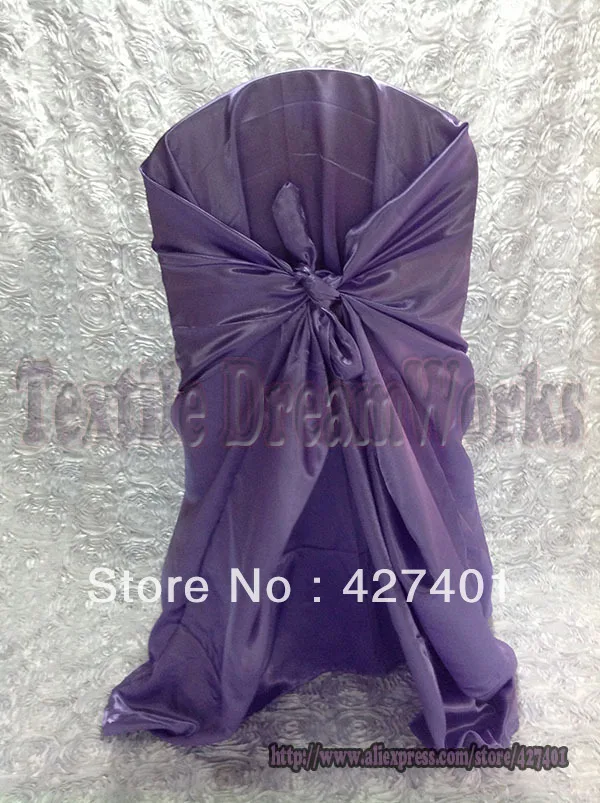 

New Products Hot Sale Purple Bag Self-Tie - Satin Chair Cover For Wedding