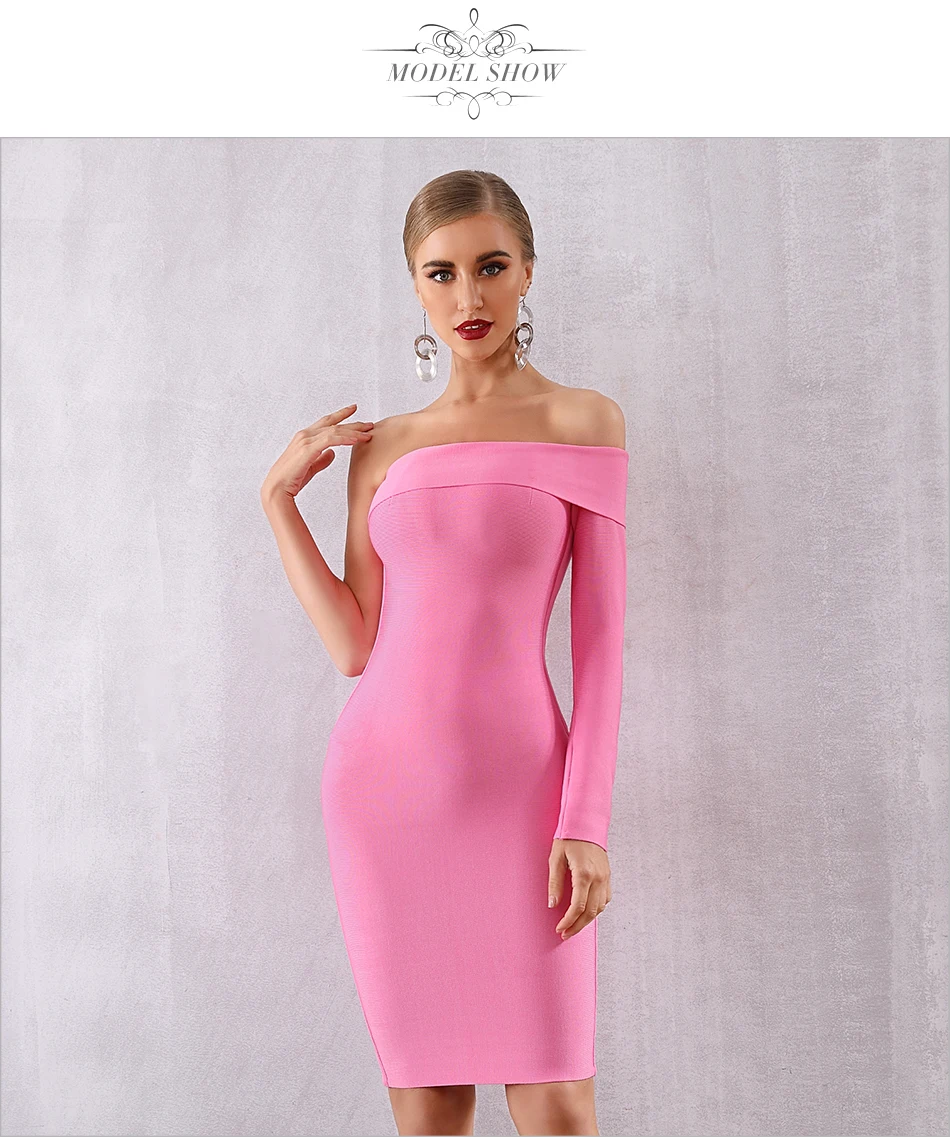 Женское облегающее вечернее платье миди Adyce, розовое клубное платье с длинным рукавом и открытым плечом, платья для вечеринки в стиле знаменитости, лето