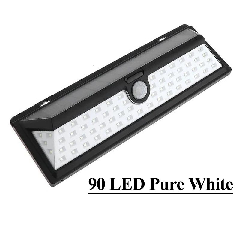 90LED Светодиодный настенный светильник на солнечной батарее с датчиком движения PIR, водонепроницаемый, широкий угол, наружное настенное освещение, садовый разделяемый настенный светильник с 3 режимами - Испускаемый цвет: 90LED