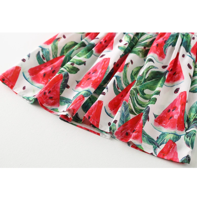 LOVE DD&ampMM Girls Dresses 2020 New Children's Wear Fashion Holiday Wind Watermelon Print Lotus Leaf Sleeve Beach Dress | Детская