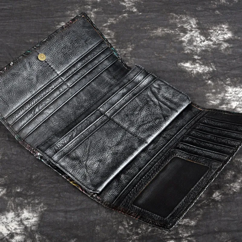 Женский Винтажный Длинный кошелек из натуральной кожи с тиснением|coin pocket|wallet genuine