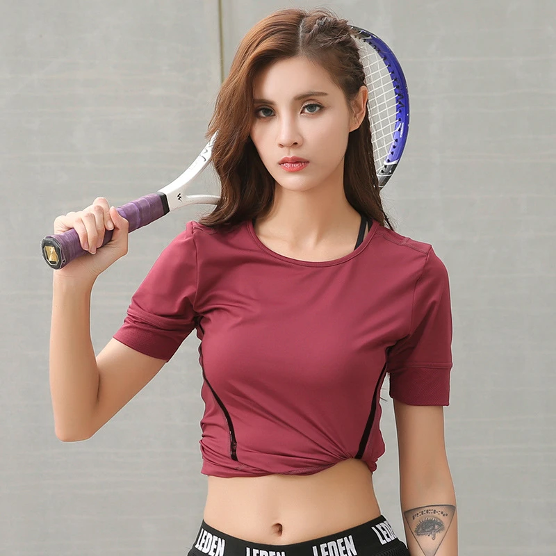 Workout Tops for Women Sport Shirt Fitness Clothing Athletic Gym Shirts Yoga Tshirt Sportswear Women's Sports T-Shirts | Спорт и
