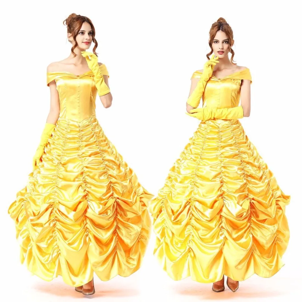 

CFYH High quality Princess Halloween Costume Fantasia Women Cosplay Beauty And The Beast Adult Princess Costume