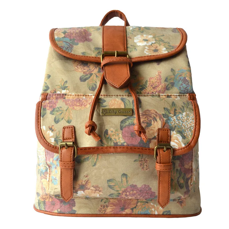 2015 Newest Women Printing Backpack Canvas Cross Body School Bags Flowers Travel schoolbag backpacks mochila | Багаж и сумки
