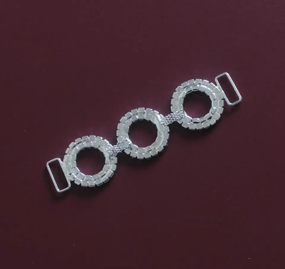 2 шт. 3 кругов прозрачные стразы Соединительные элементы для бикини/пряжки