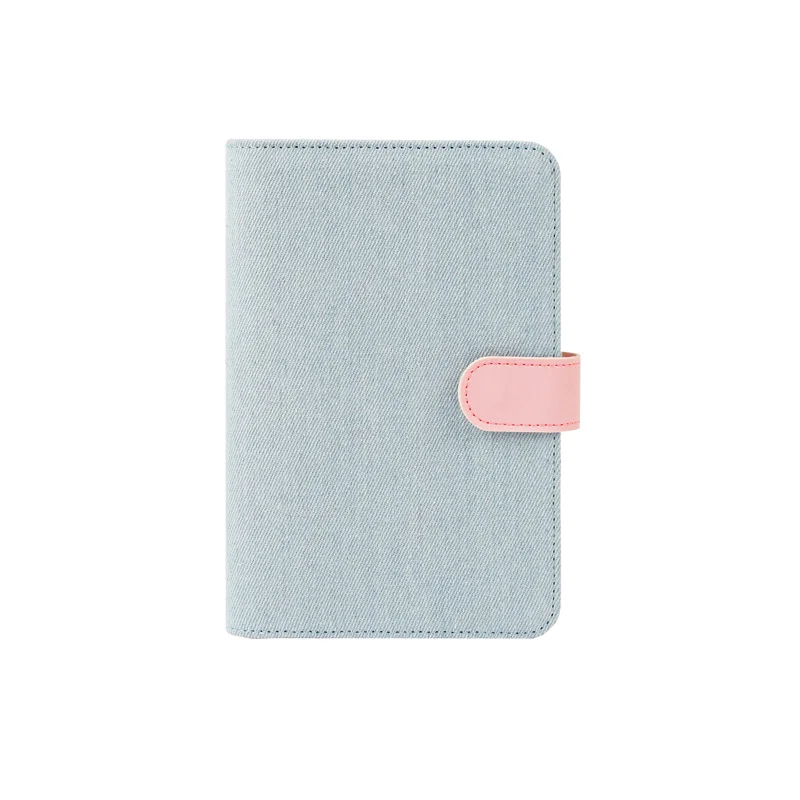 Blue Pink A5 A6 Kawaii милый Тканевый блокнот для школы, офиса, канцелярских принадлежностей, пустая линия, сетка, точки, планировщик, блокнот, 6 отверстий, спиральное кольцо, связующее - Цвет: Blue Pink
